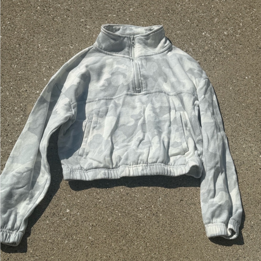 Gray Camouflage Quarter-Zip Pullover